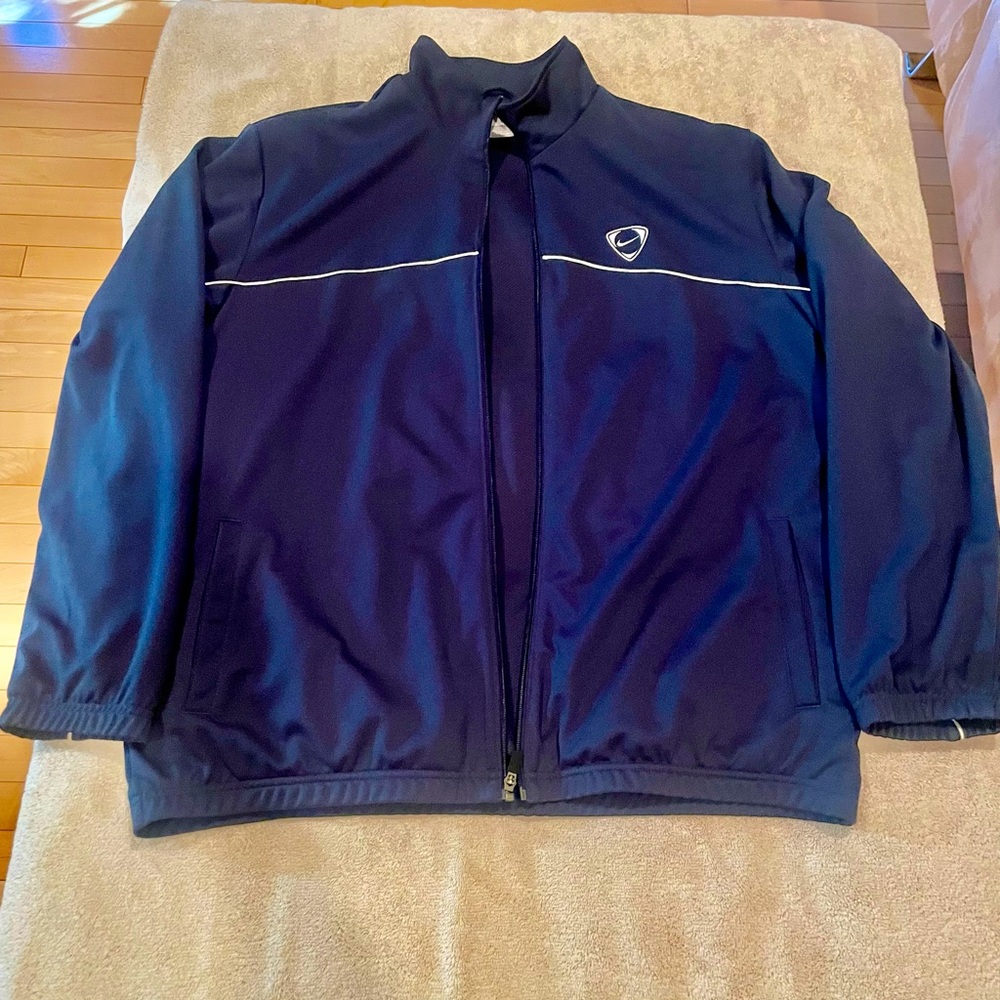 Vintage Nike Men’s Blue/White Long Sleeve Track Jacket - XLARGE Gray Tag